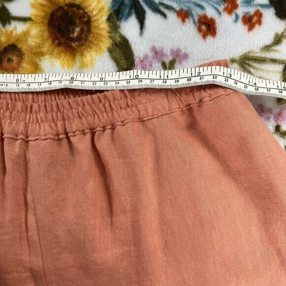 Womens Linen Wide Leg Pants Flowy Pull On Boho Hippie Orange - Picture 2 of 7